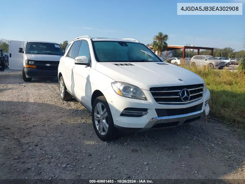 2014 Mercedes-Benz Ml 350 VIN: 4JGDA5JB3EA302908 Lot: 40681483