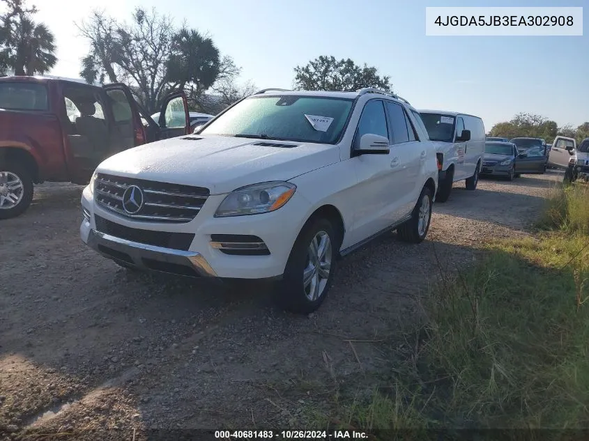 2014 Mercedes-Benz Ml 350 VIN: 4JGDA5JB3EA302908 Lot: 40681483