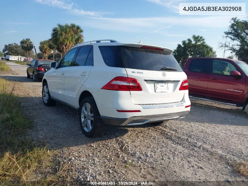 2014 Mercedes-Benz Ml 350 VIN: 4JGDA5JB3EA302908 Lot: 40681483