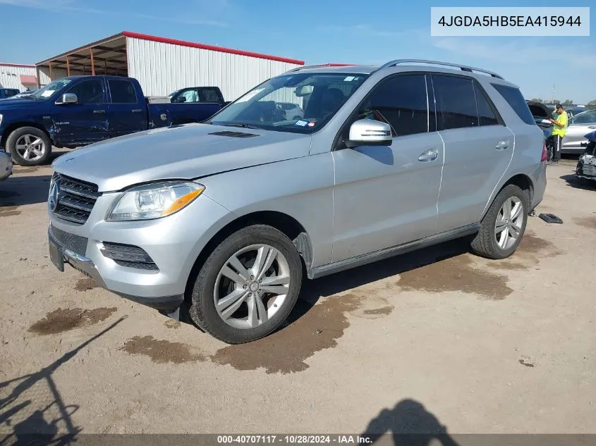 2014 Mercedes-Benz Ml 350 4Matic VIN: 4JGDA5HB5EA415944 Lot: 40707117