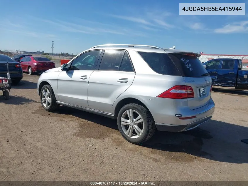 2014 Mercedes-Benz Ml 350 4Matic VIN: 4JGDA5HB5EA415944 Lot: 40707117