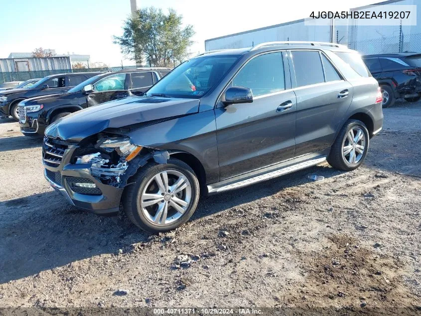 2014 Mercedes-Benz Ml 350 4Matic VIN: 4JGDA5HB2EA419207 Lot: 40711371