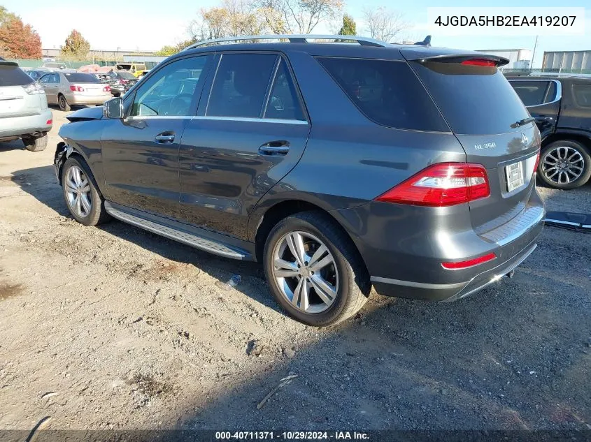 2014 Mercedes-Benz Ml 350 4Matic VIN: 4JGDA5HB2EA419207 Lot: 40711371