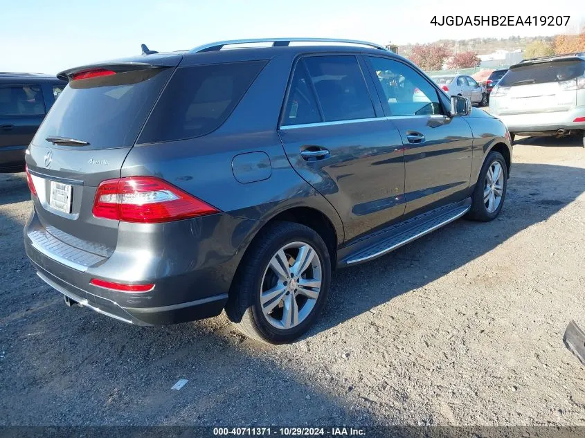 2014 Mercedes-Benz Ml 350 4Matic VIN: 4JGDA5HB2EA419207 Lot: 40711371