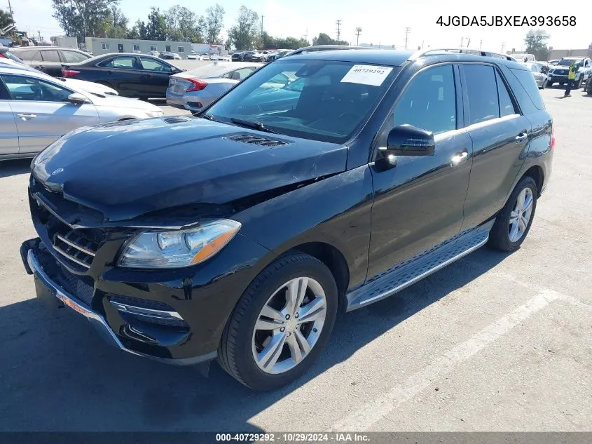 2014 Mercedes-Benz Ml 350 VIN: 4JGDA5JBXEA393658 Lot: 40729292