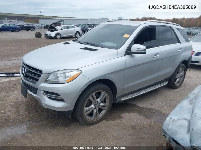 2014 Mercedes-Benz Ml 350 4Matic VIN: 4JGDA5HB4EA385089 Lot: 40741619