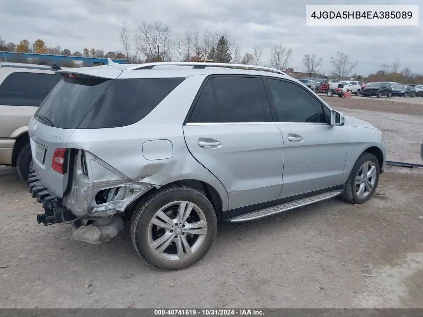 2014 Mercedes-Benz Ml 350 4Matic VIN: 4JGDA5HB4EA385089 Lot: 40741619