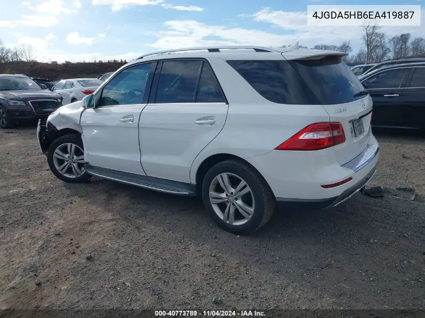 2014 Mercedes-Benz Ml 350 4Matic VIN: 4JGDA5HB6EA419887 Lot: 40773789