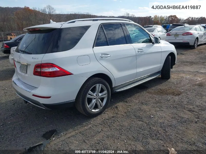 2014 Mercedes-Benz Ml 350 4Matic VIN: 4JGDA5HB6EA419887 Lot: 40773789