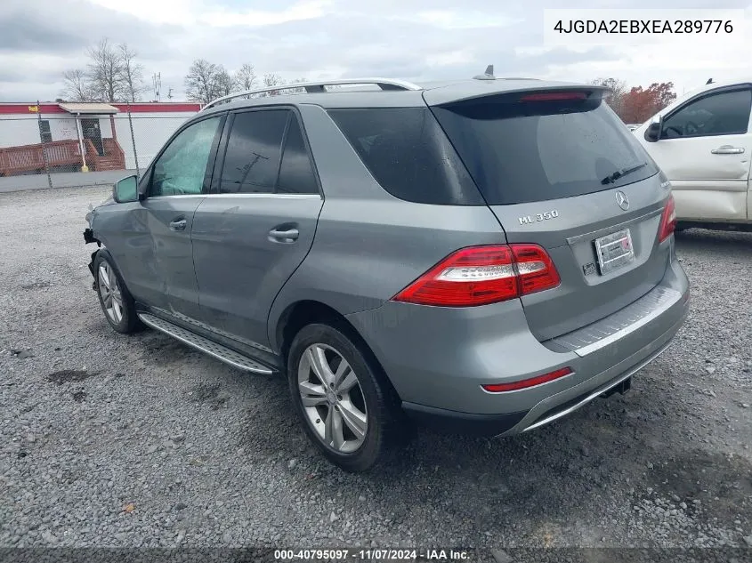 2014 Mercedes-Benz Ml 350 Bluetec 4Matic VIN: 4JGDA2EBXEA289776 Lot: 40795097