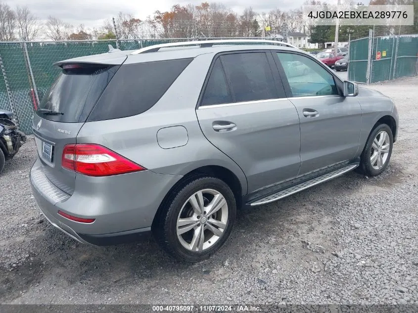 2014 Mercedes-Benz Ml 350 Bluetec 4Matic VIN: 4JGDA2EBXEA289776 Lot: 40795097