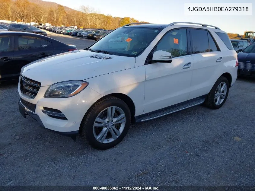 2014 Mercedes-Benz Ml 350 4Matic VIN: 4JGDA5HB0EA279318 Lot: 40835362