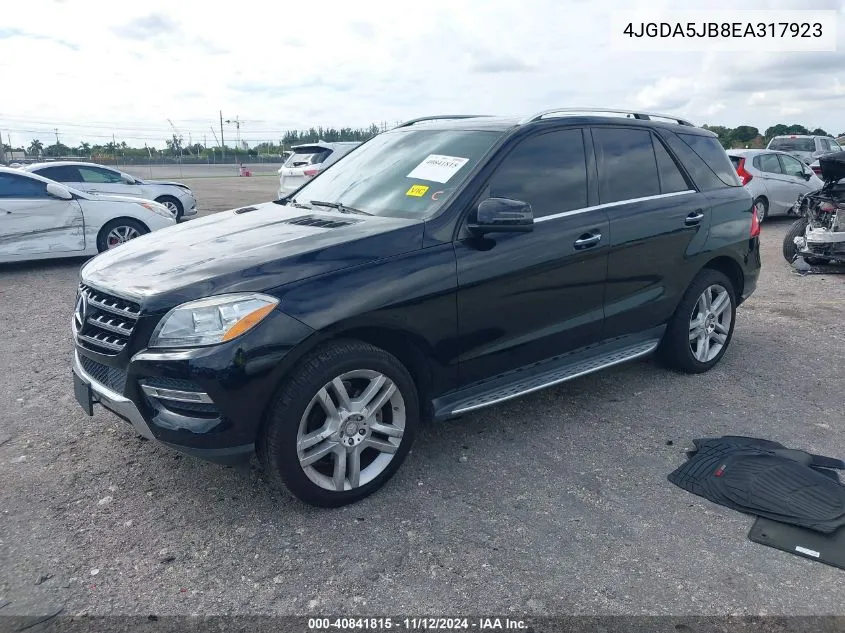 2014 Mercedes-Benz Ml 350 VIN: 4JGDA5JB8EA317923 Lot: 40841815