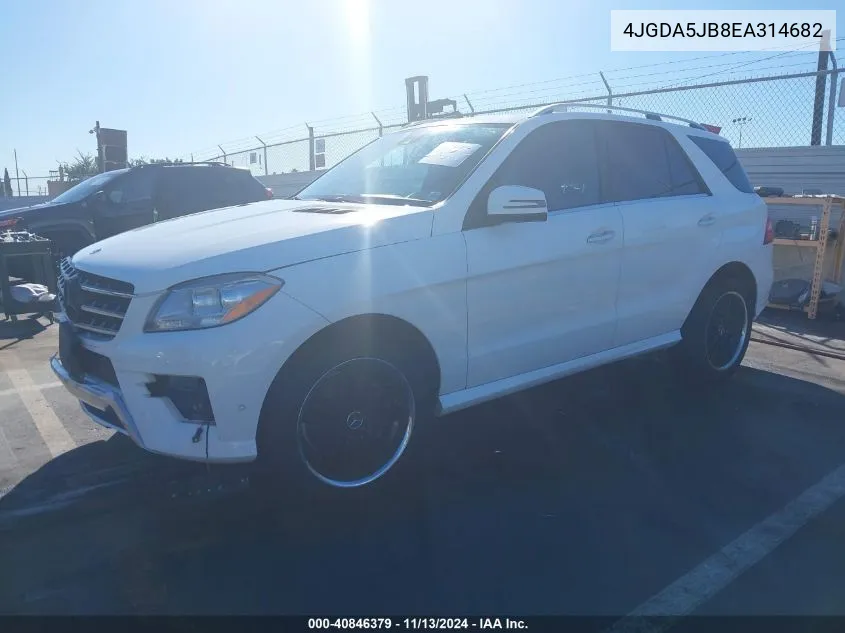 2014 Mercedes-Benz Ml 350 VIN: 4JGDA5JB8EA314682 Lot: 40846379