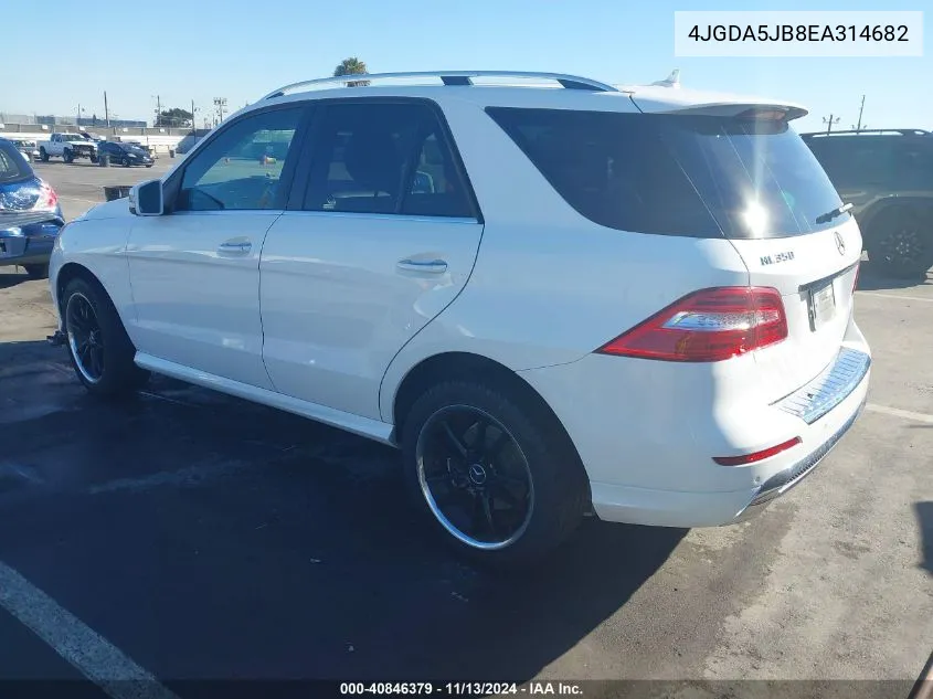 2014 Mercedes-Benz Ml 350 VIN: 4JGDA5JB8EA314682 Lot: 40846379