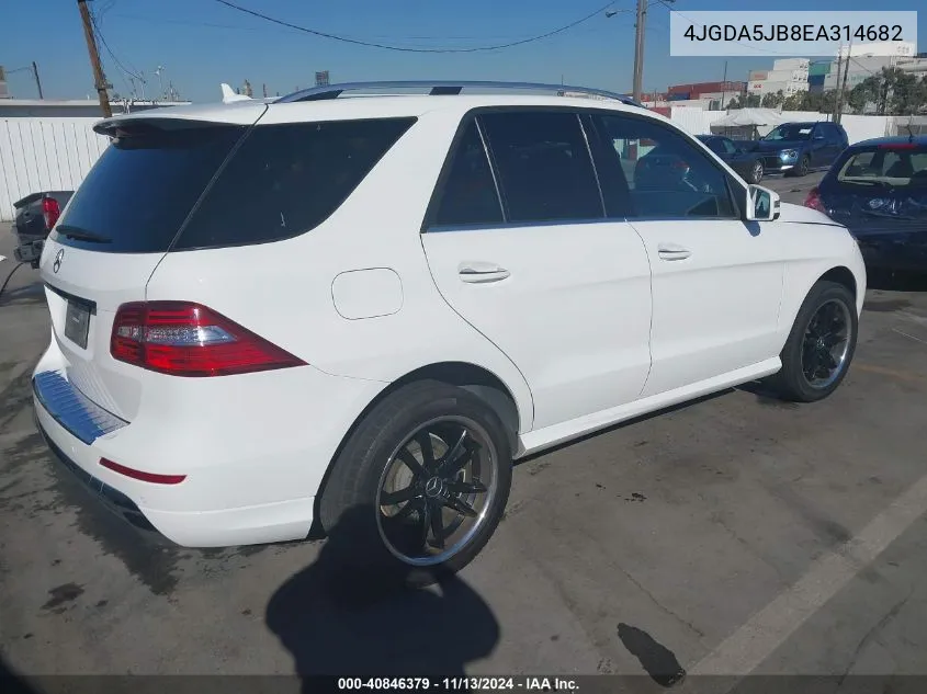 2014 Mercedes-Benz Ml 350 VIN: 4JGDA5JB8EA314682 Lot: 40846379