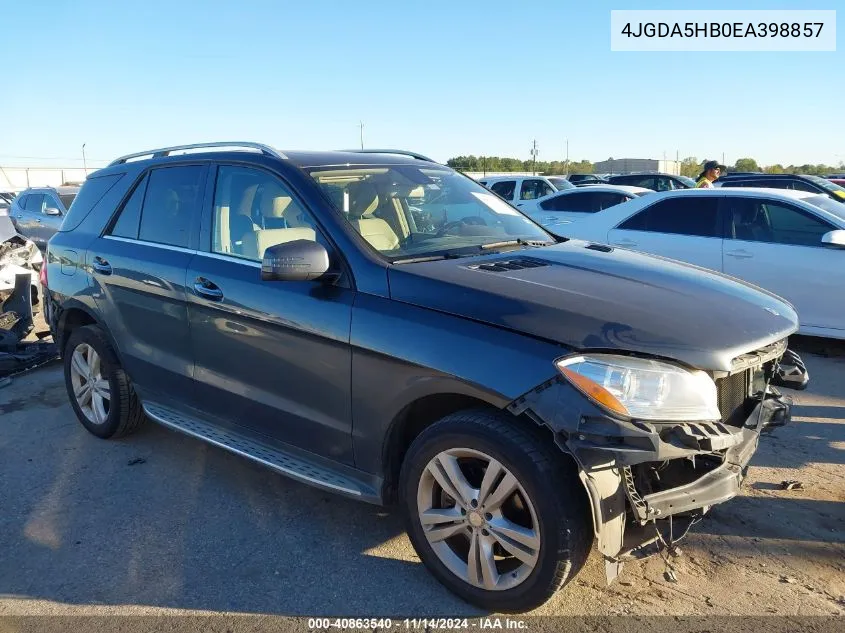 2014 Mercedes-Benz Ml 350 4Matic VIN: 4JGDA5HB0EA398857 Lot: 40863540