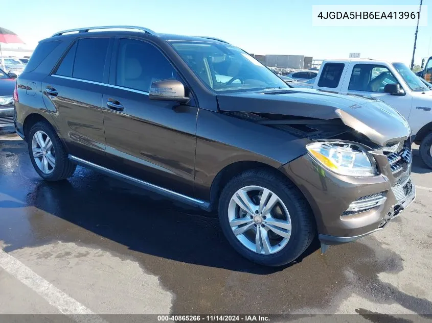 2014 Mercedes-Benz Ml 350 4Matic VIN: 4JGDA5HB6EA413961 Lot: 40865266