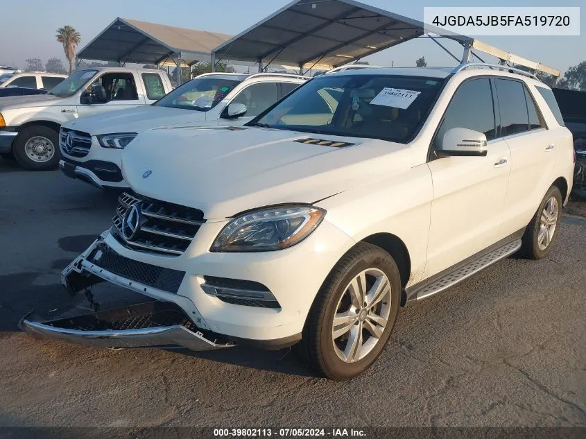 2015 Mercedes-Benz Ml 350 VIN: 4JGDA5JB5FA519720 Lot: 39802113