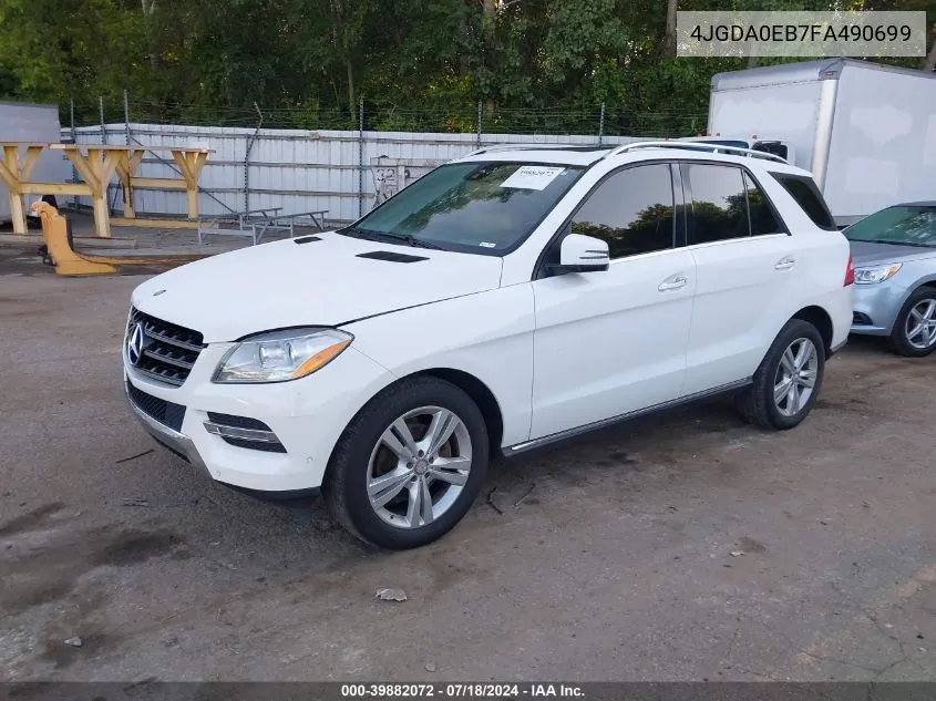 2015 Mercedes-Benz Ml 250 Bluetec 4Matic VIN: 4JGDA0EB7FA490699 Lot: 39882072