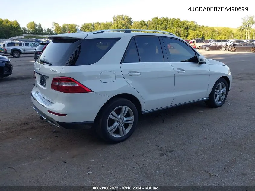 2015 Mercedes-Benz Ml 250 Bluetec 4Matic VIN: 4JGDA0EB7FA490699 Lot: 39882072