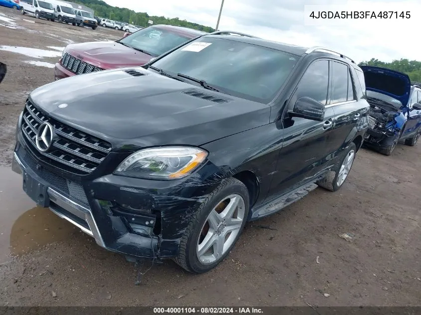 2015 Mercedes-Benz Ml 350 4Matic VIN: 4JGDA5HB3FA487145 Lot: 40001104