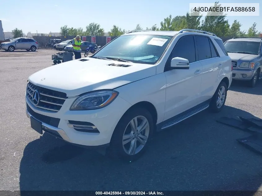 2015 Mercedes-Benz Ml 250 Bluetec 4Matic VIN: 4JGDA0EB1FA588658 Lot: 40425984