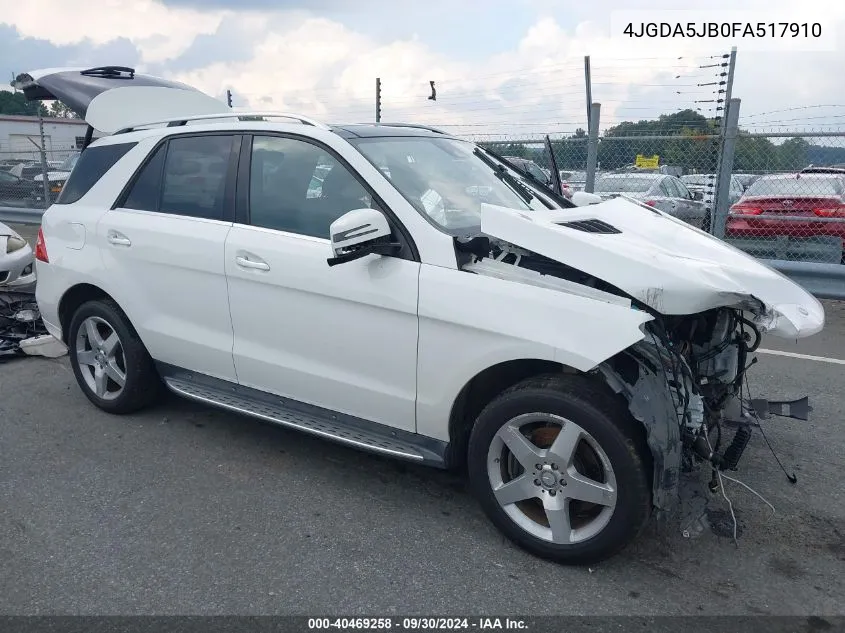 2015 Mercedes-Benz Ml 350 VIN: 4JGDA5JB0FA517910 Lot: 40469258