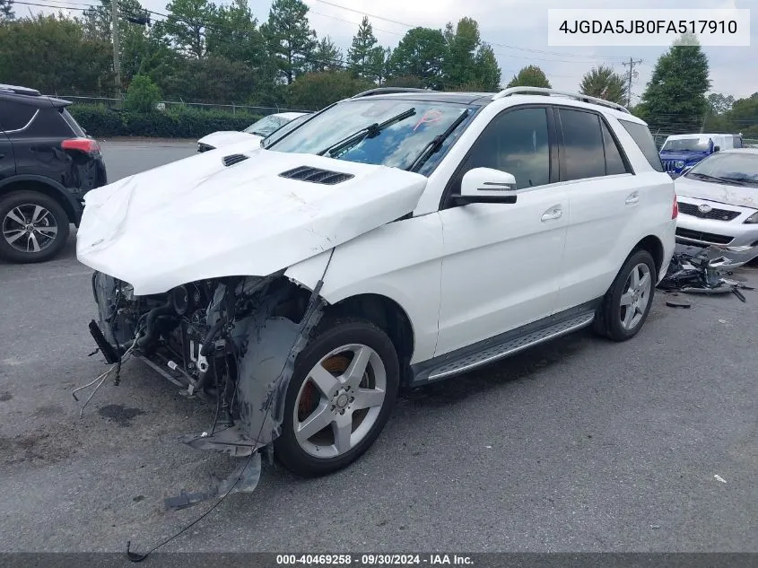 2015 Mercedes-Benz Ml 350 VIN: 4JGDA5JB0FA517910 Lot: 40469258