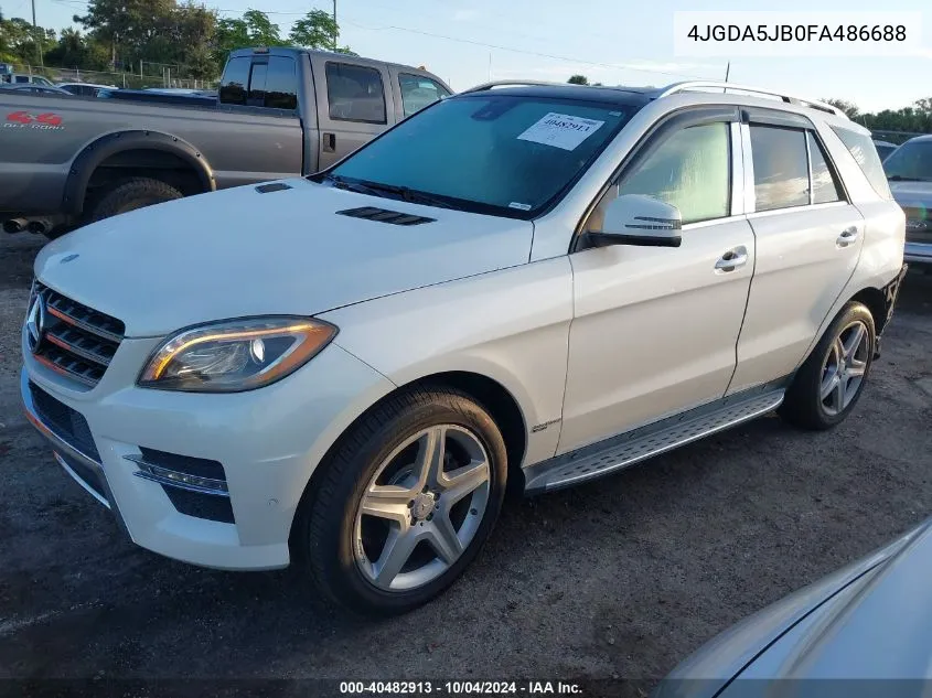 2015 Mercedes-Benz Ml 350 VIN: 4JGDA5JB0FA486688 Lot: 40482913