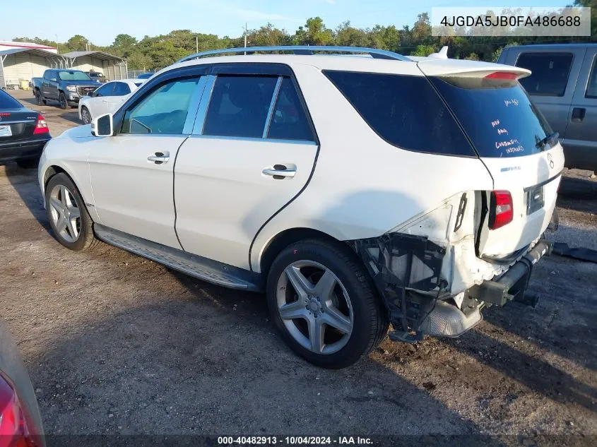 2015 Mercedes-Benz Ml 350 VIN: 4JGDA5JB0FA486688 Lot: 40482913