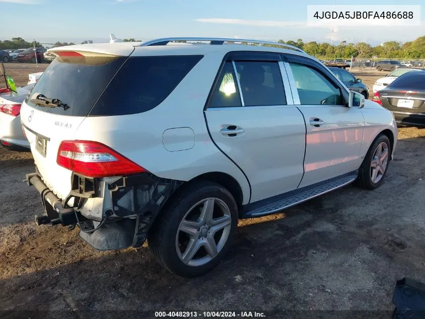 2015 Mercedes-Benz Ml 350 VIN: 4JGDA5JB0FA486688 Lot: 40482913