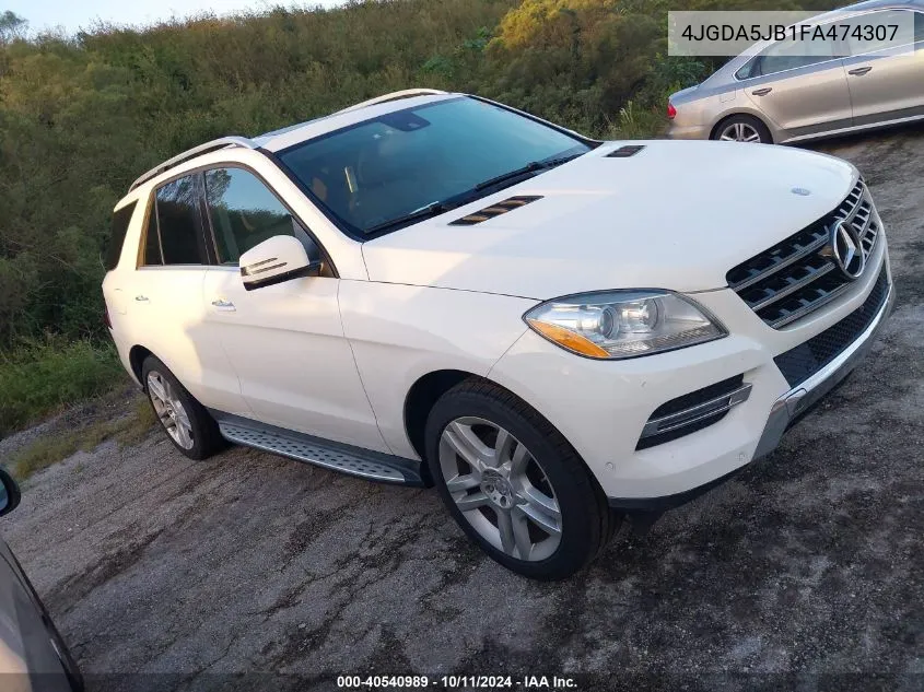 2015 Mercedes-Benz Ml 350 VIN: 4JGDA5JB1FA474307 Lot: 40540989