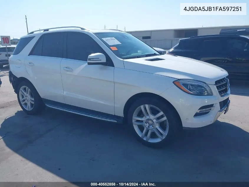 2015 Mercedes-Benz Ml 350 VIN: 4JGDA5JB1FA597251 Lot: 40552858