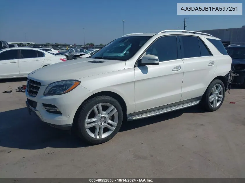 2015 Mercedes-Benz Ml 350 VIN: 4JGDA5JB1FA597251 Lot: 40552858