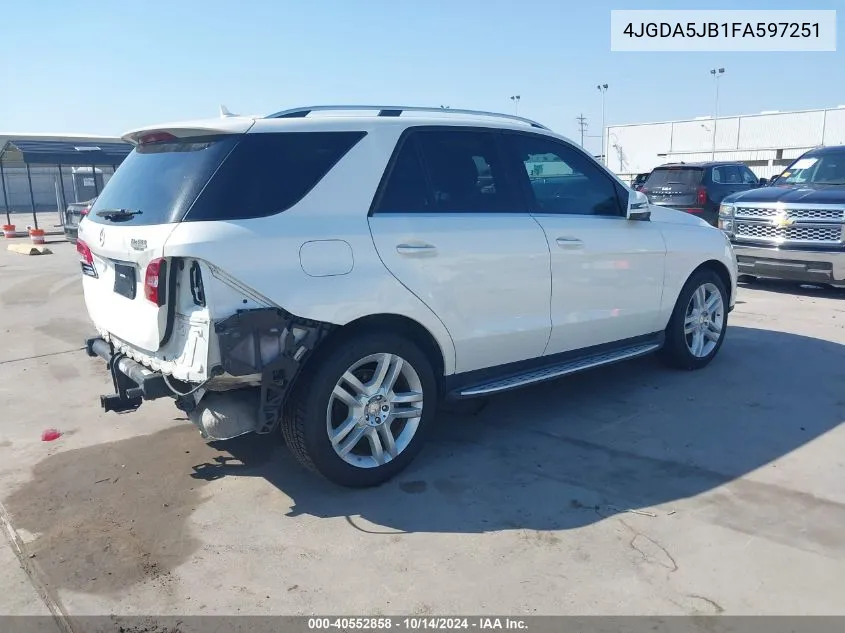 2015 Mercedes-Benz Ml 350 VIN: 4JGDA5JB1FA597251 Lot: 40552858