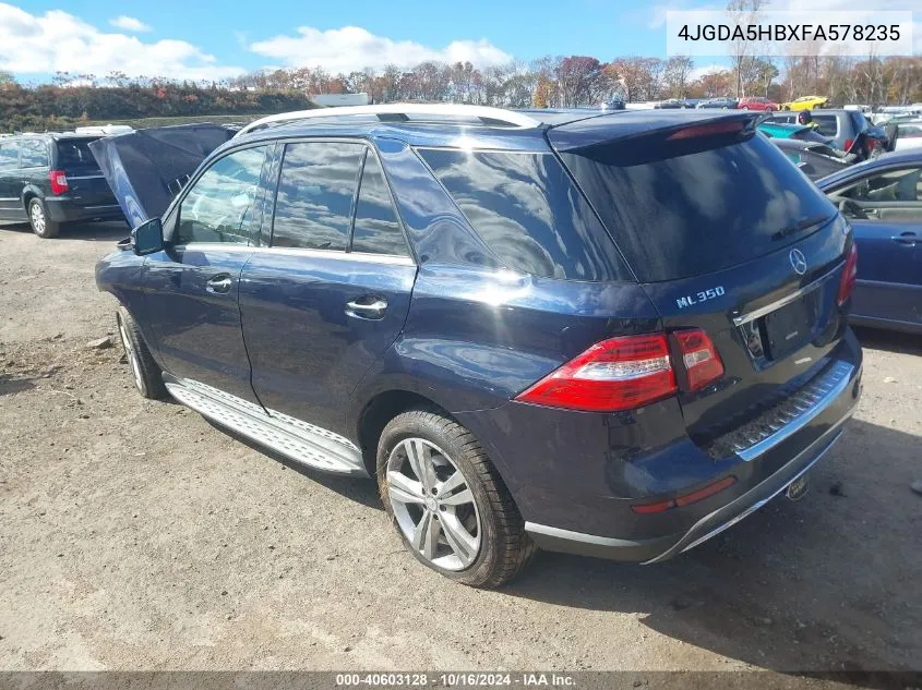 2015 Mercedes-Benz Ml 350 4Matic VIN: 4JGDA5HBXFA578235 Lot: 40603128