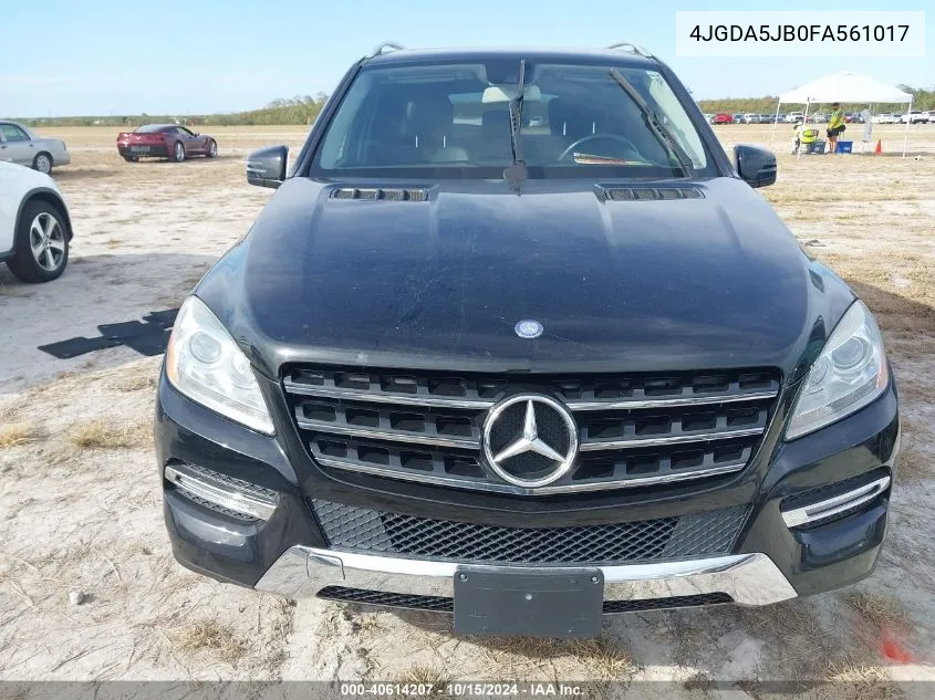 2015 Mercedes-Benz Ml 350 VIN: 4JGDA5JB0FA561017 Lot: 40614207