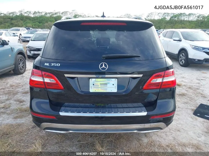 2015 Mercedes-Benz Ml 350 VIN: 4JGDA5JB0FA561017 Lot: 40614207