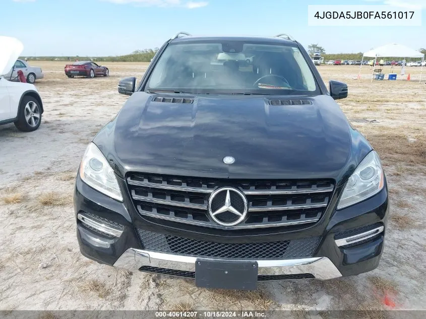 2015 Mercedes-Benz Ml 350 VIN: 4JGDA5JB0FA561017 Lot: 40614207