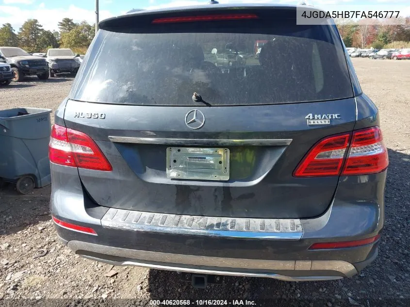 2015 Mercedes-Benz Ml 350 4Matic VIN: 4JGDA5HB7FA546777 Lot: 40620568