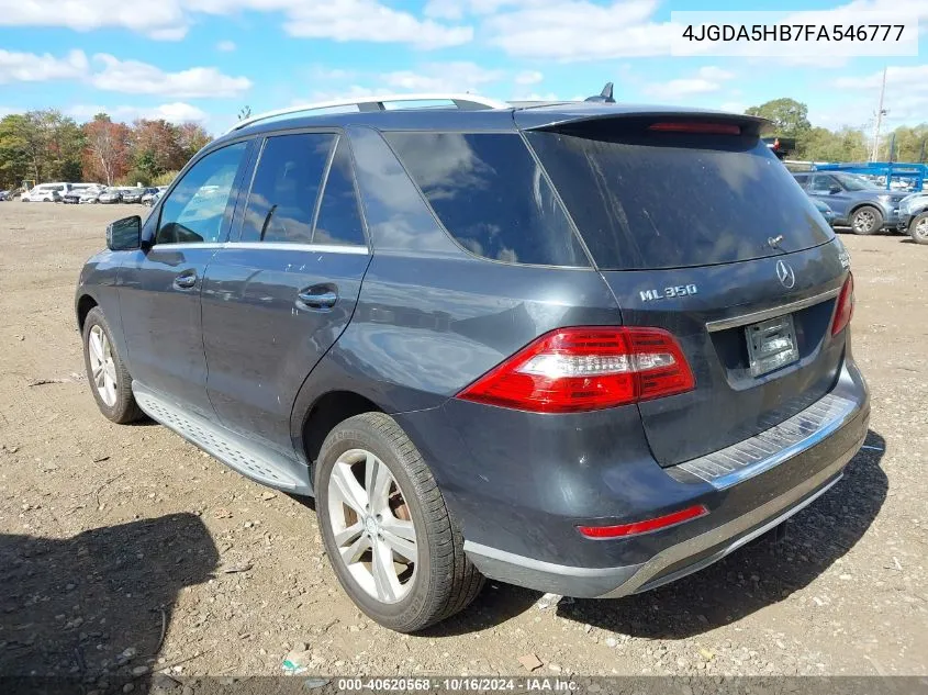 2015 Mercedes-Benz Ml 350 4Matic VIN: 4JGDA5HB7FA546777 Lot: 40620568