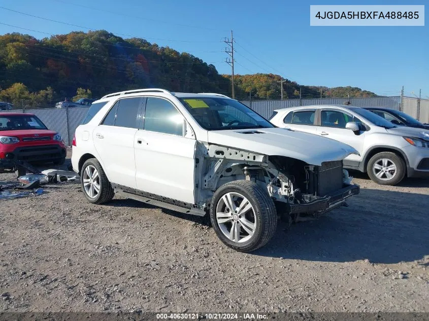 2015 Mercedes-Benz Ml 350 4Matic VIN: 4JGDA5HBXFA488485 Lot: 40630121