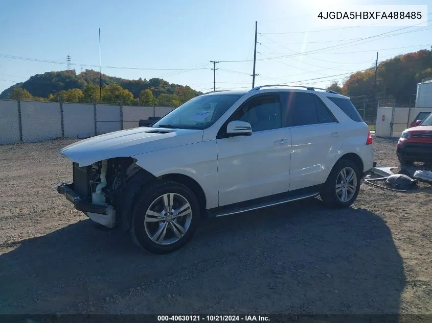 2015 Mercedes-Benz Ml 350 4Matic VIN: 4JGDA5HBXFA488485 Lot: 40630121