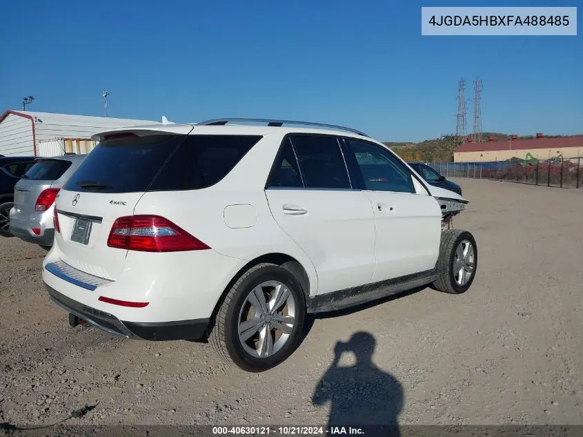 2015 Mercedes-Benz Ml 350 4Matic VIN: 4JGDA5HBXFA488485 Lot: 40630121