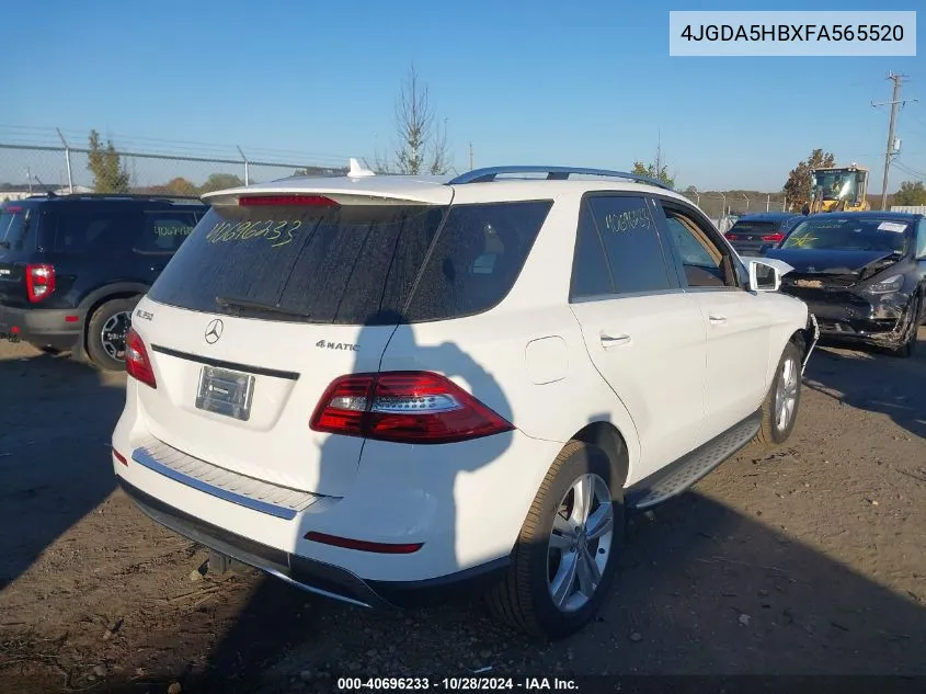 2015 Mercedes-Benz Ml 350 4Matic VIN: 4JGDA5HBXFA565520 Lot: 40696233