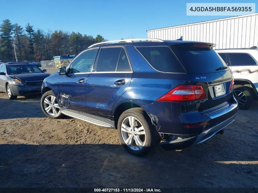 2015 Mercedes-Benz Ml 350 4Matic VIN: 4JGDA5HB8FA569355 Lot: 40727153