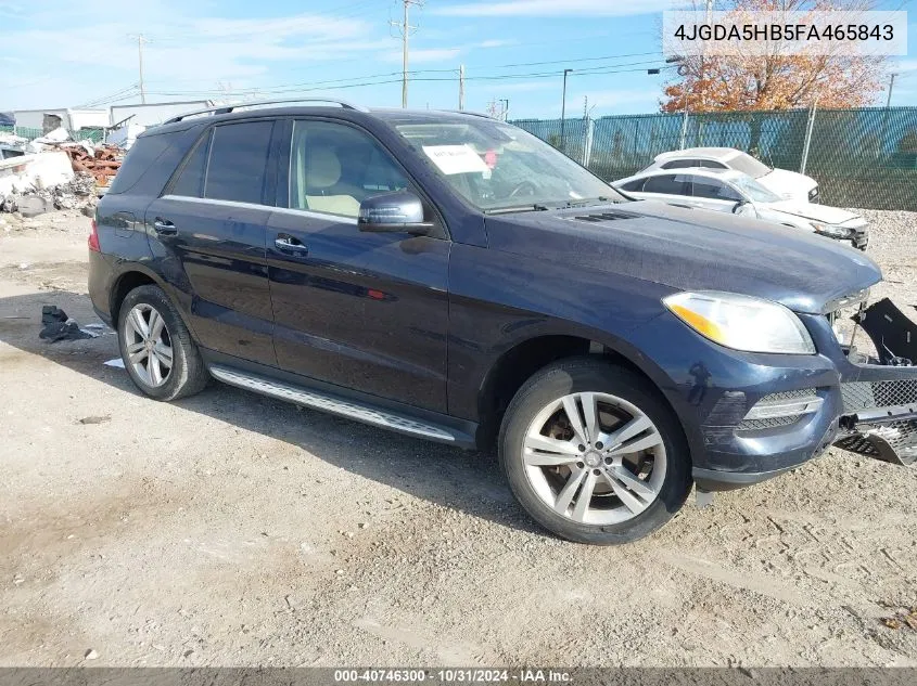 2015 Mercedes-Benz Ml 350 4Matic VIN: 4JGDA5HB5FA465843 Lot: 40746300