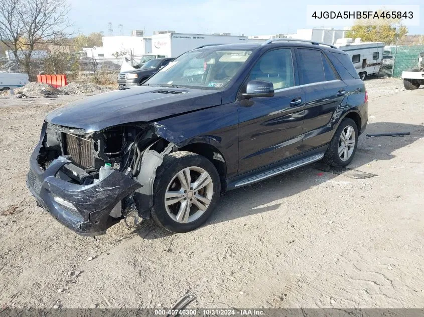 2015 Mercedes-Benz Ml 350 4Matic VIN: 4JGDA5HB5FA465843 Lot: 40746300