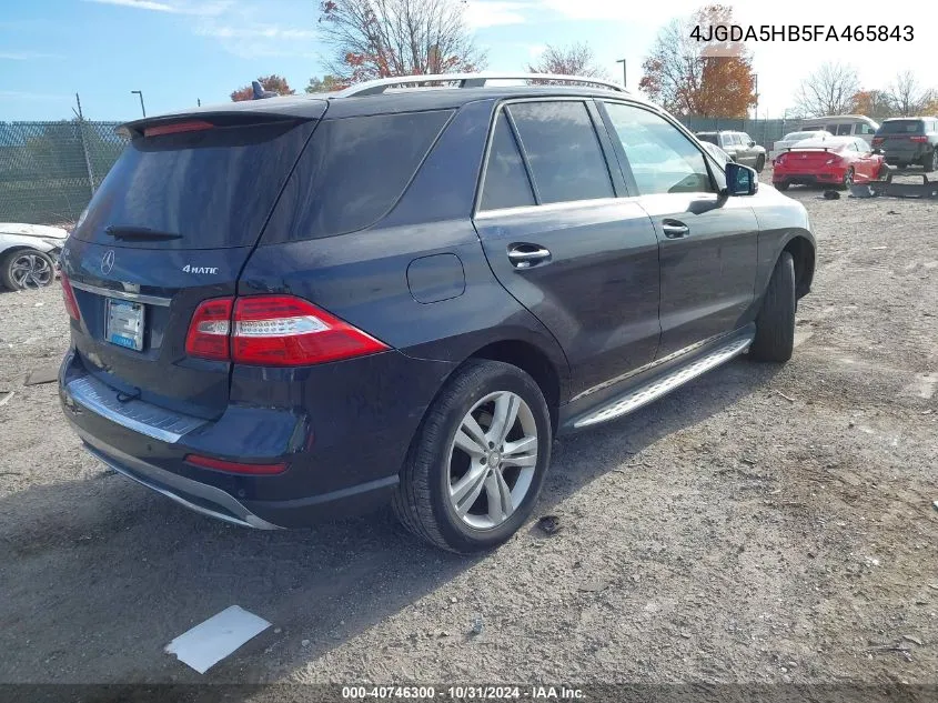 2015 Mercedes-Benz Ml 350 4Matic VIN: 4JGDA5HB5FA465843 Lot: 40746300